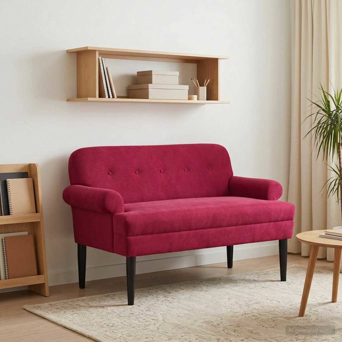 vidaXL Love seat με κουμπιά Κόκκινο 120 x 66 x 78 εκ. Βελούδο