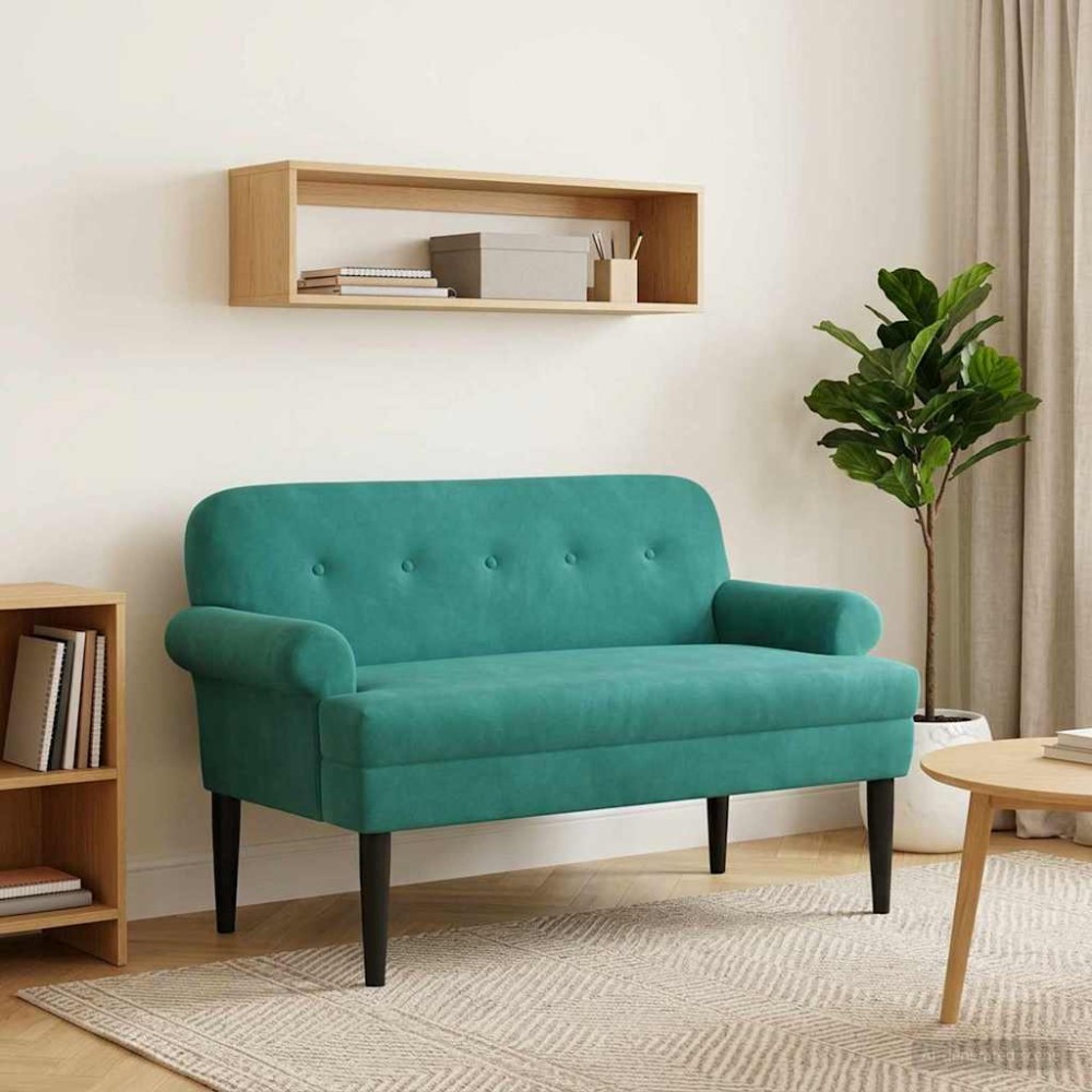vidaXL Love seat με κουμπιά Τιρκουάζ 120 x 66 x 78 εκ. Βελούδο