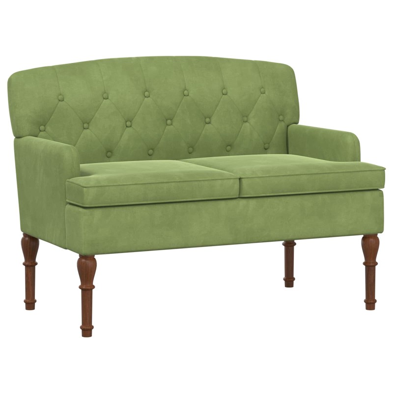 vidaXL Love seat με κουμπιά Ανοιχτό Πράσινο 111 x 65 x 79 εκ Βελούδο