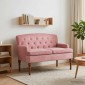 vidaXL Love seat με κουμπιά Ροζ 111 x 65 x 79 εκ Βελούδο