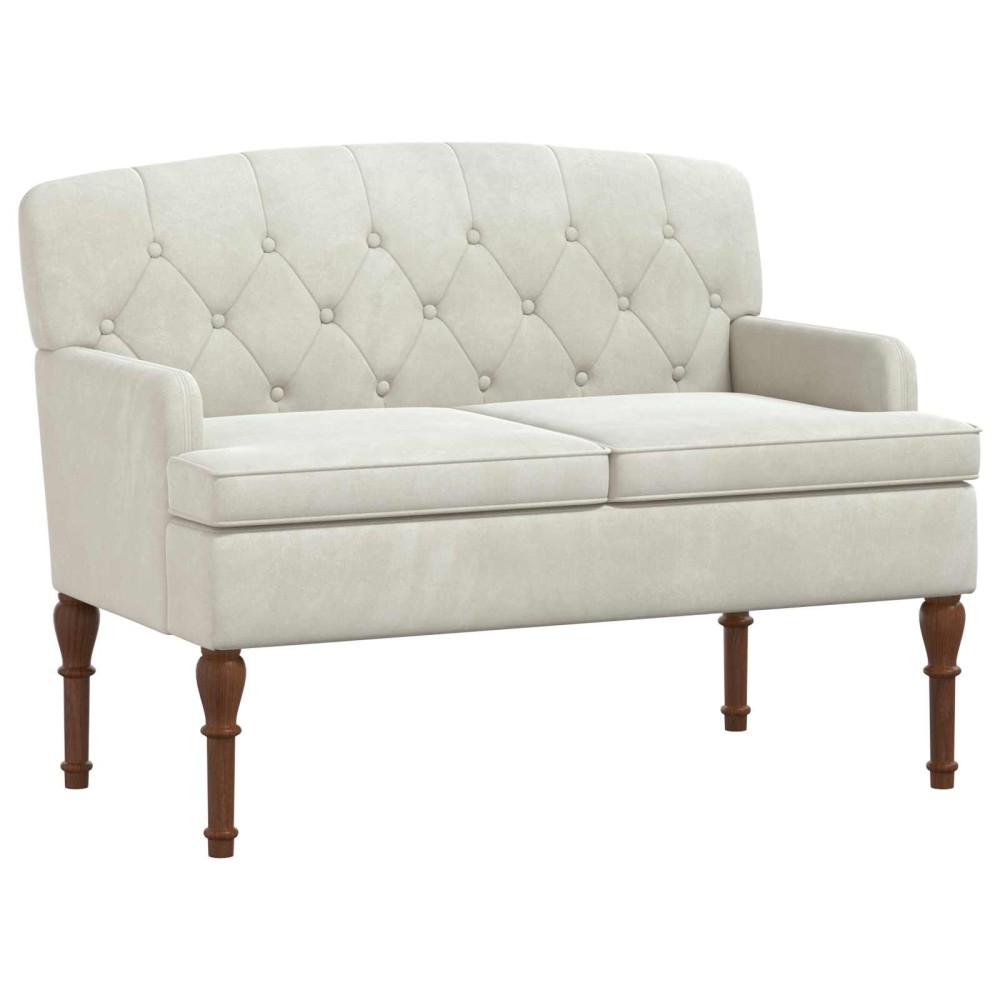 vidaXL Love seat με κουμπιά Κρεμ 111 x 65 x 79 εκ Βελούδο