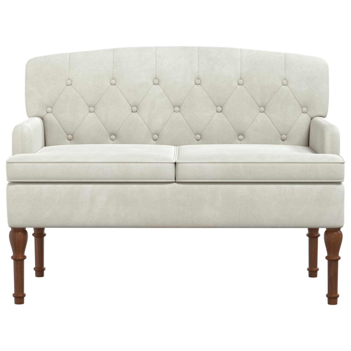 vidaXL Love seat με κουμπιά Κρεμ 111 x 65 x 79 εκ Βελούδο