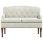 vidaXL Love seat με κουμπιά Κρεμ 111 x 65 x 79 εκ Βελούδο