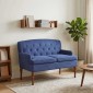 vidaXL Love seat με κουμπιά Μπλε Αστυνομίας 111 x 65 x 79 εκ Βελούδο
