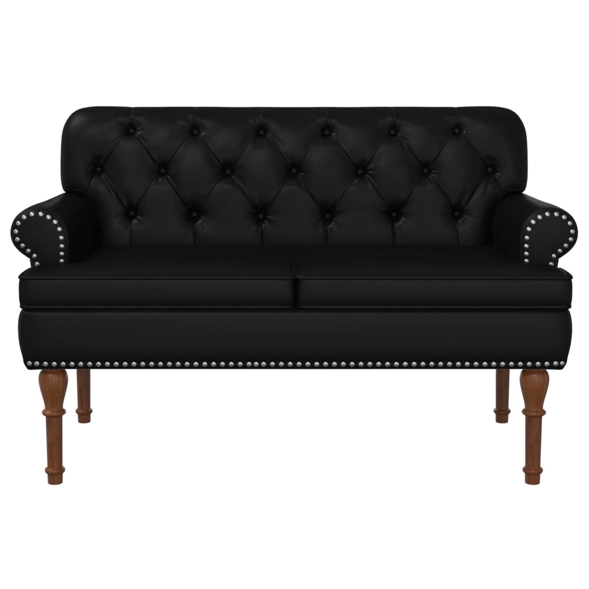 vidaXL Love seat με κουμπιά Μαύρο 120 x 65 x 77 εκ Τεχνητό Δέρμα