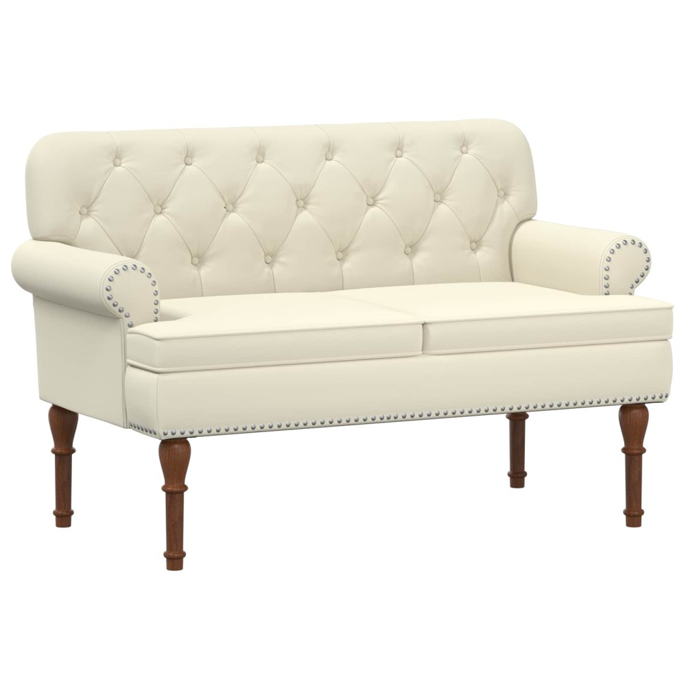 vidaXL Love seat με κουμπιά Κρεμ 120 x 65 x 77 εκ Τεχνητό Δέρμα