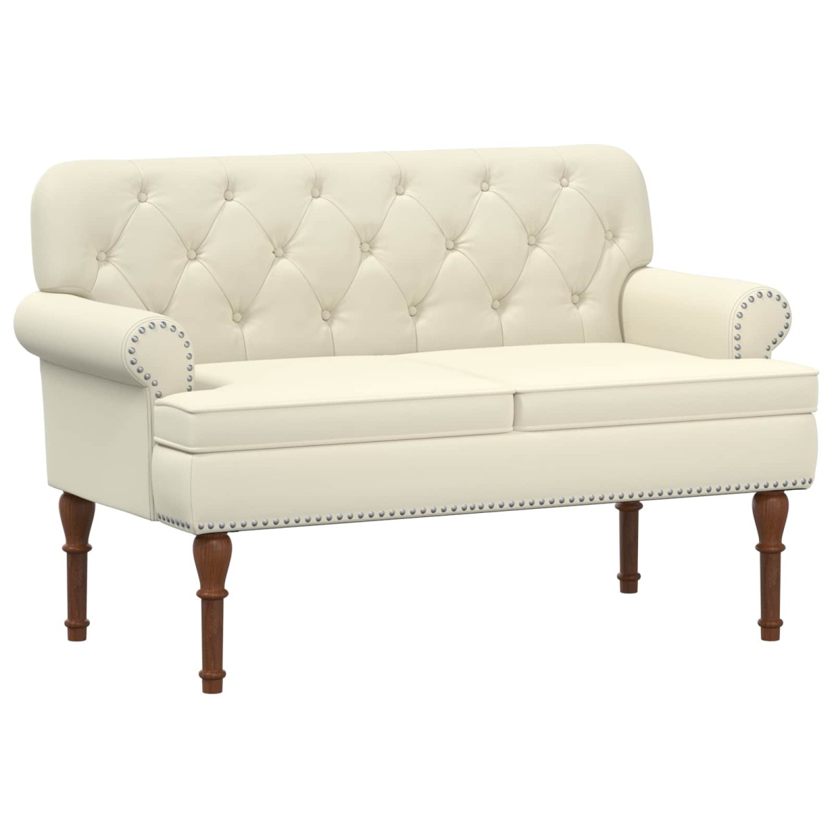 vidaXL Love seat με κουμπιά Κρεμ 120 x 65 x 77 εκ Τεχνητό Δέρμα
