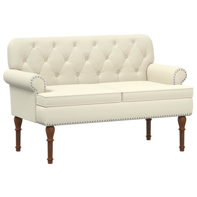 vidaXL Love seat με κουμπιά Κρεμ 120 x 65 x 77 εκ Τεχνητό Δέρμα
