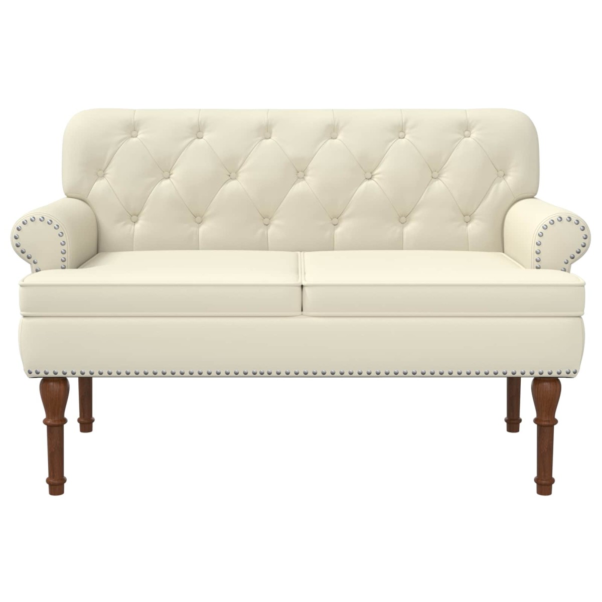 vidaXL Love seat με κουμπιά Κρεμ 120 x 65 x 77 εκ Τεχνητό Δέρμα