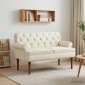 vidaXL Love seat με κουμπιά Κρεμ 120 x 65 x 77 εκ Τεχνητό Δέρμα