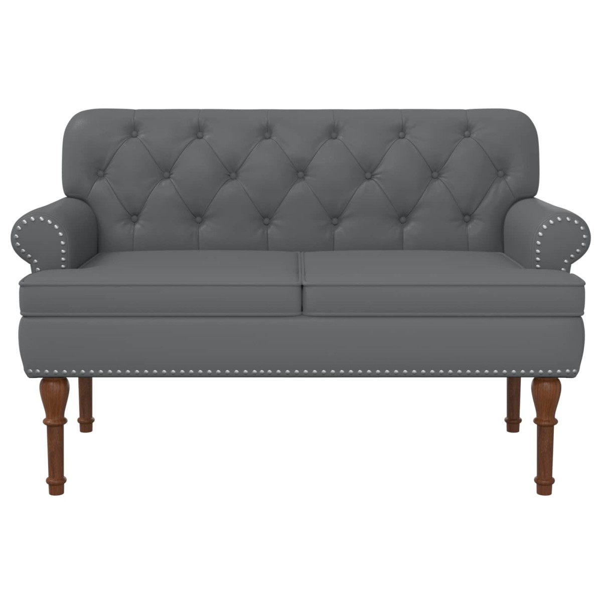 vidaXL Love seat με κουμπιά Γκρι 120 x 65 x 77 εκ Τεχνητό Δέρμα
