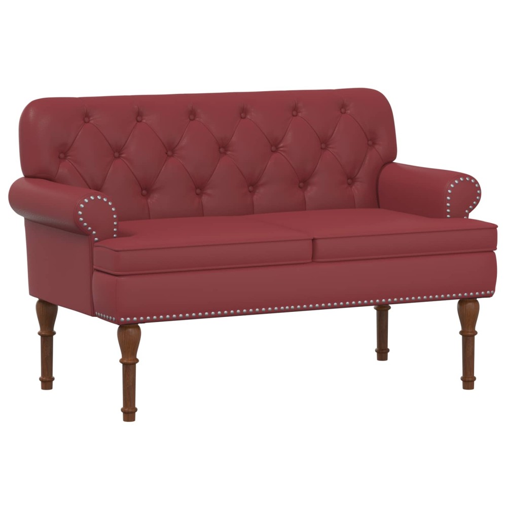 vidaXL Love seat με κουμπιά Κόκκινο 120 x 65 x 77 εκ Τεχνητό Δέρμα