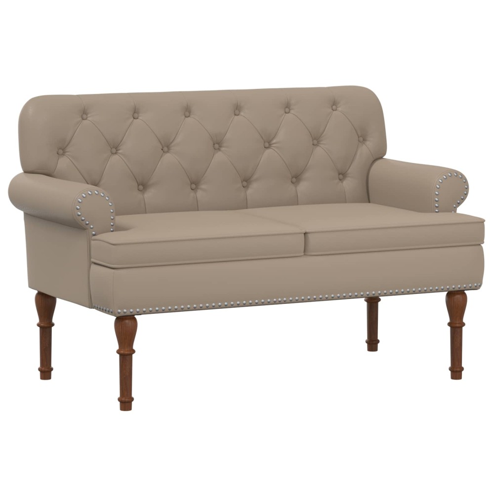 vidaXL Love seat με κουμπιά Καπουτσίνο 120 x 65 x 77 εκ Τεχνητό Δέρμα
