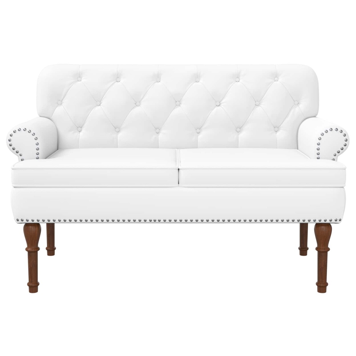 vidaXL Love seat με κουμπιά Λευκό 120 x 65 x 77 εκ Τεχνητό Δέρμα