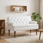 vidaXL Love seat με κουμπιά Λευκό 120 x 65 x 77 εκ Τεχνητό Δέρμα