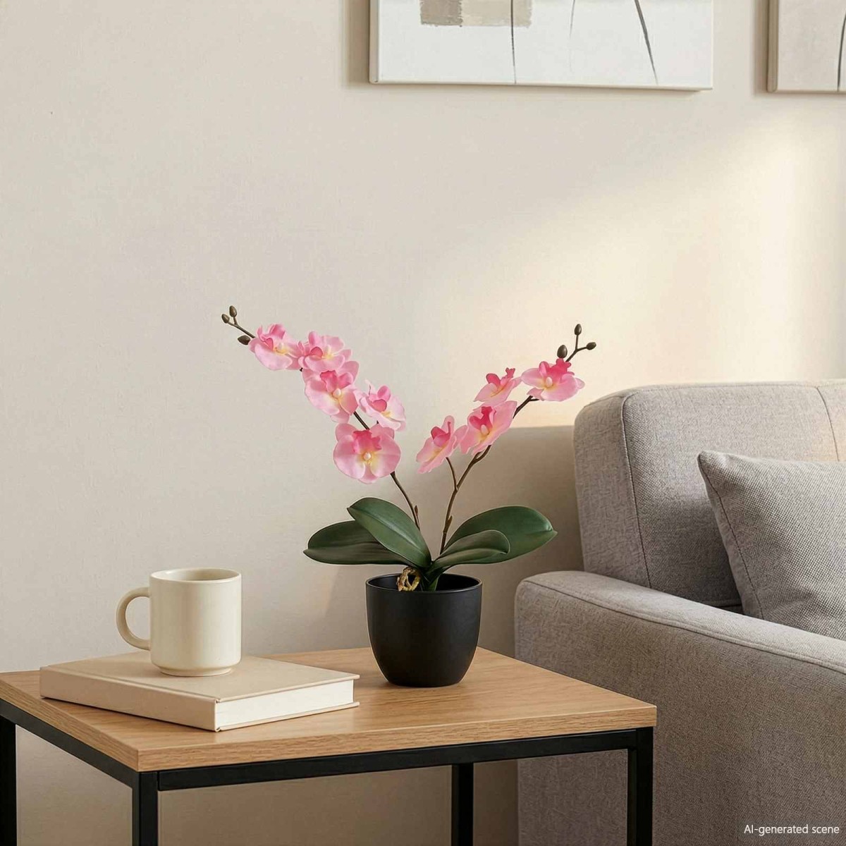 vidaXL Τεχνητό Φυτό Ορχιδέας Ροζ 36 x 10 x 30 εκ. Ύφασμα, PE και PEVA