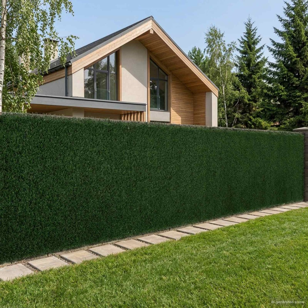 vidaXL Τεχνητός φράκτης Σκούρο Πράσινο 1 x 4 m PVC και Ατσάλι