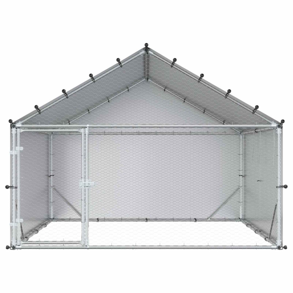 vidaXL Κοτέτσι με Οροφή Ασημί 200 x 200 x 150 cm Γαλβανισμένος Χάλυβας