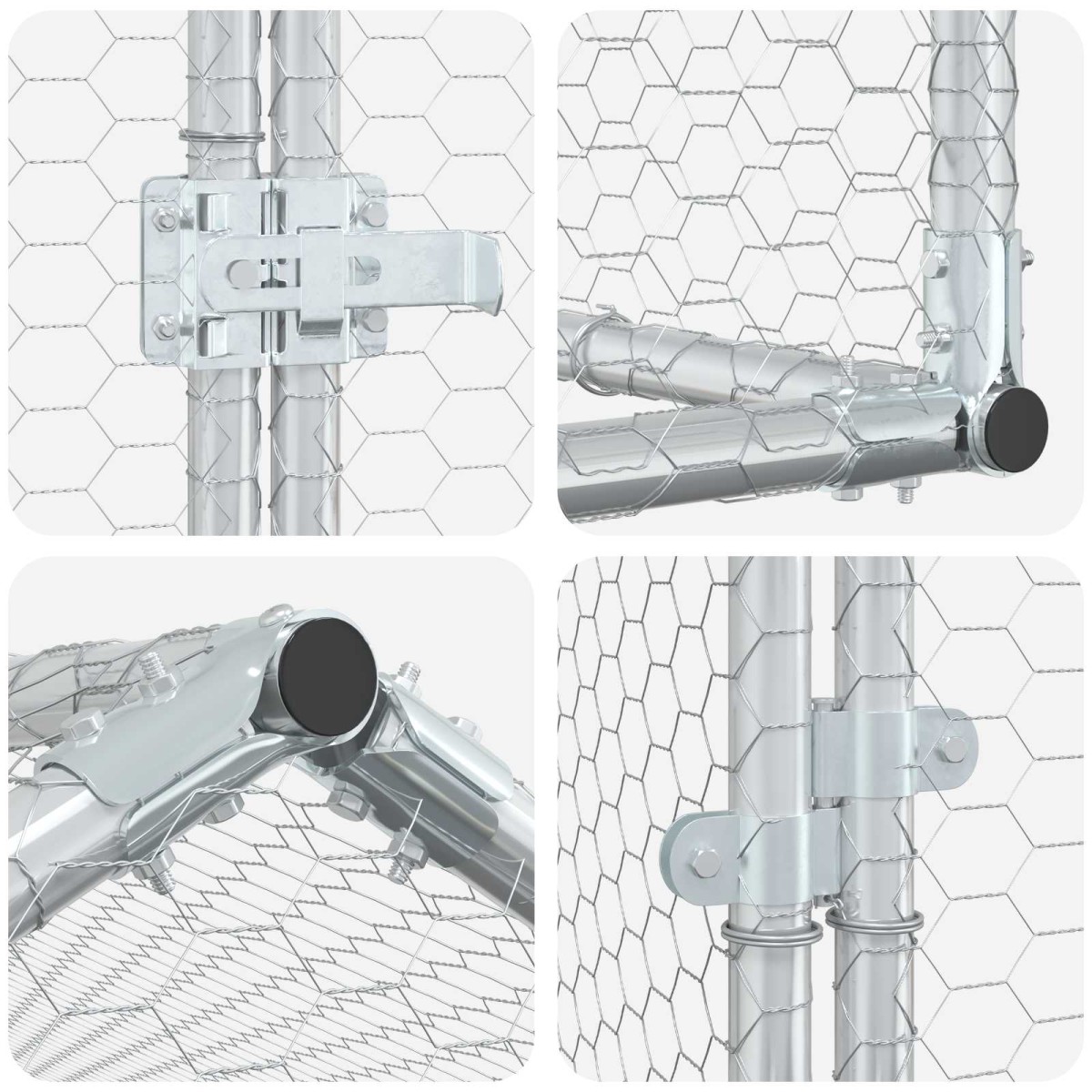 vidaXL Κοτέτσι με Οροφή Ασημί 200 x 200 x 150 cm Γαλβανισμένος Χάλυβας
