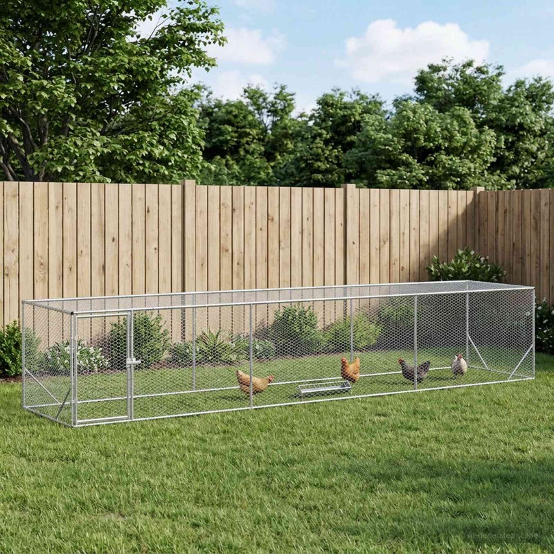 vidaXL Κουτί Κοτόπουλου Ασημί 500 x 100 x 100 cm Γαλβανισμένος Χάλυβας