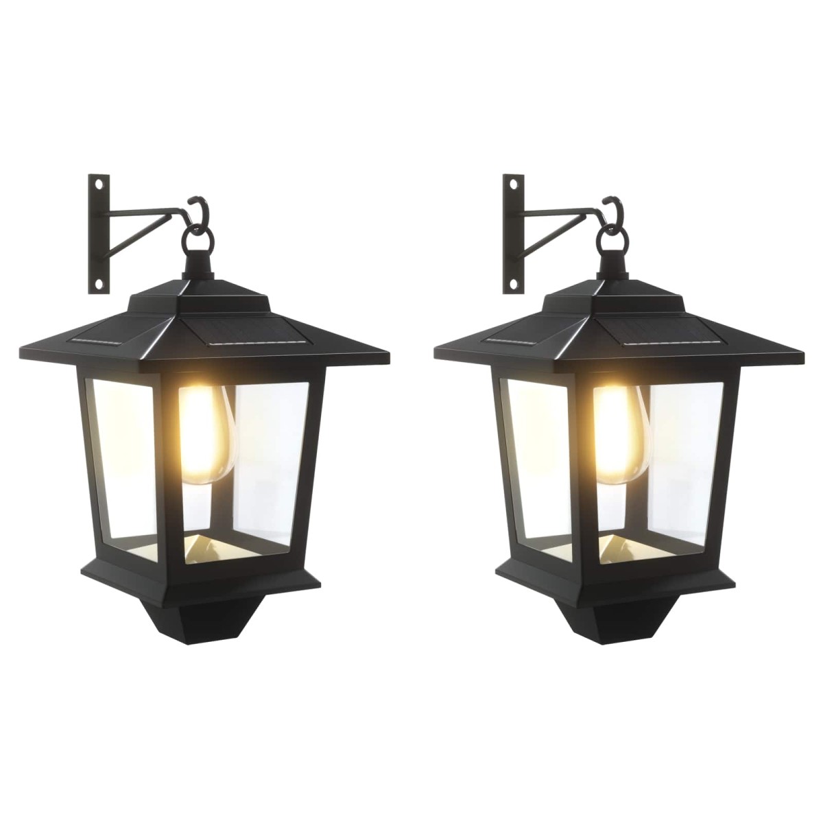 vidaXL Φωτιστικό Τοίχου with LED Bulb 2 τμχ. Μαύρο 19 x 14 x 25 εκ