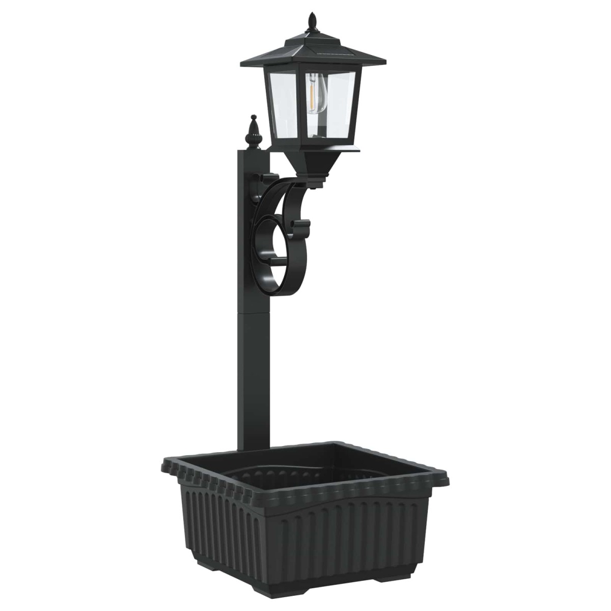 vidaXL Φωτιστικό δρόμου με γλάστρα Μαύρο 29 x 28 x 74 εκ ABS και PP