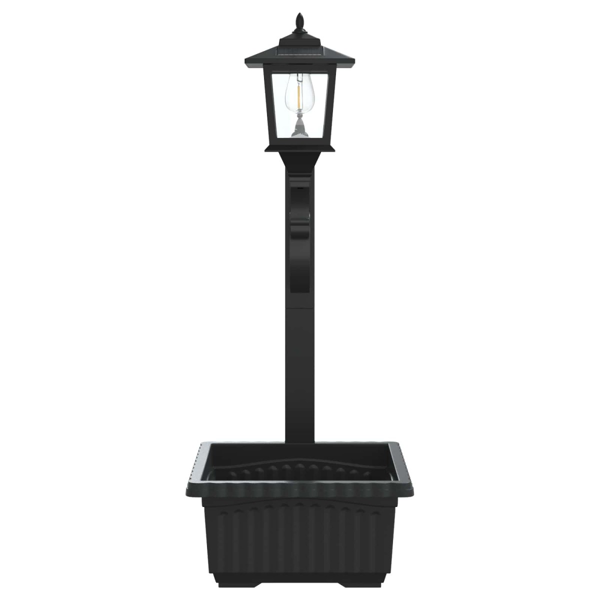 vidaXL Φωτιστικό δρόμου με γλάστρα Μαύρο 29 x 28 x 74 εκ ABS και PP