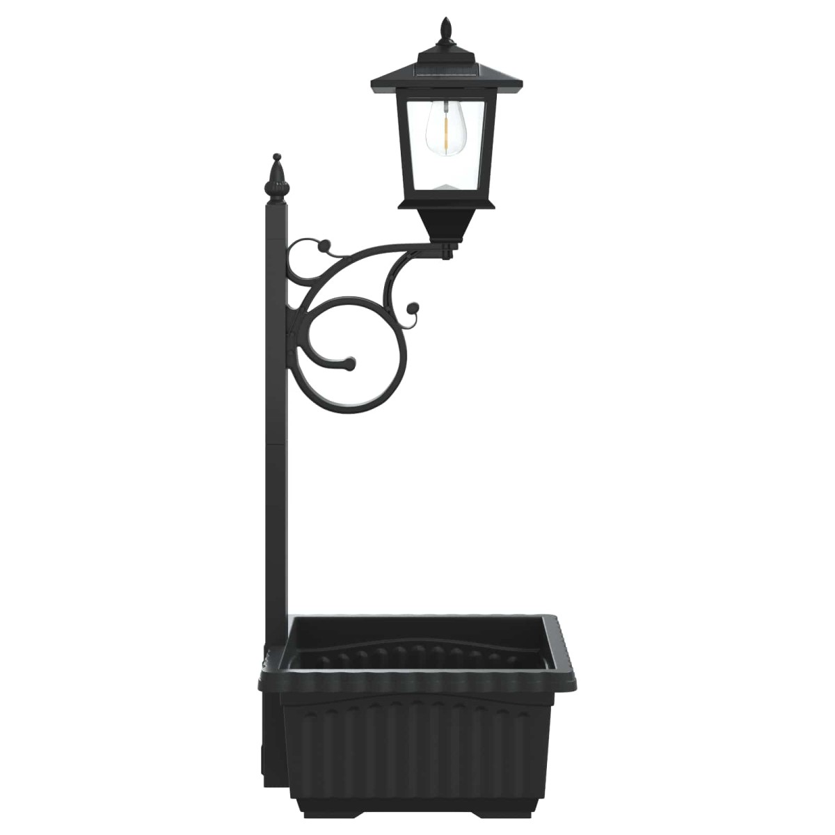 vidaXL Φωτιστικό δρόμου με γλάστρα Μαύρο 29 x 28 x 74 εκ ABS και PP