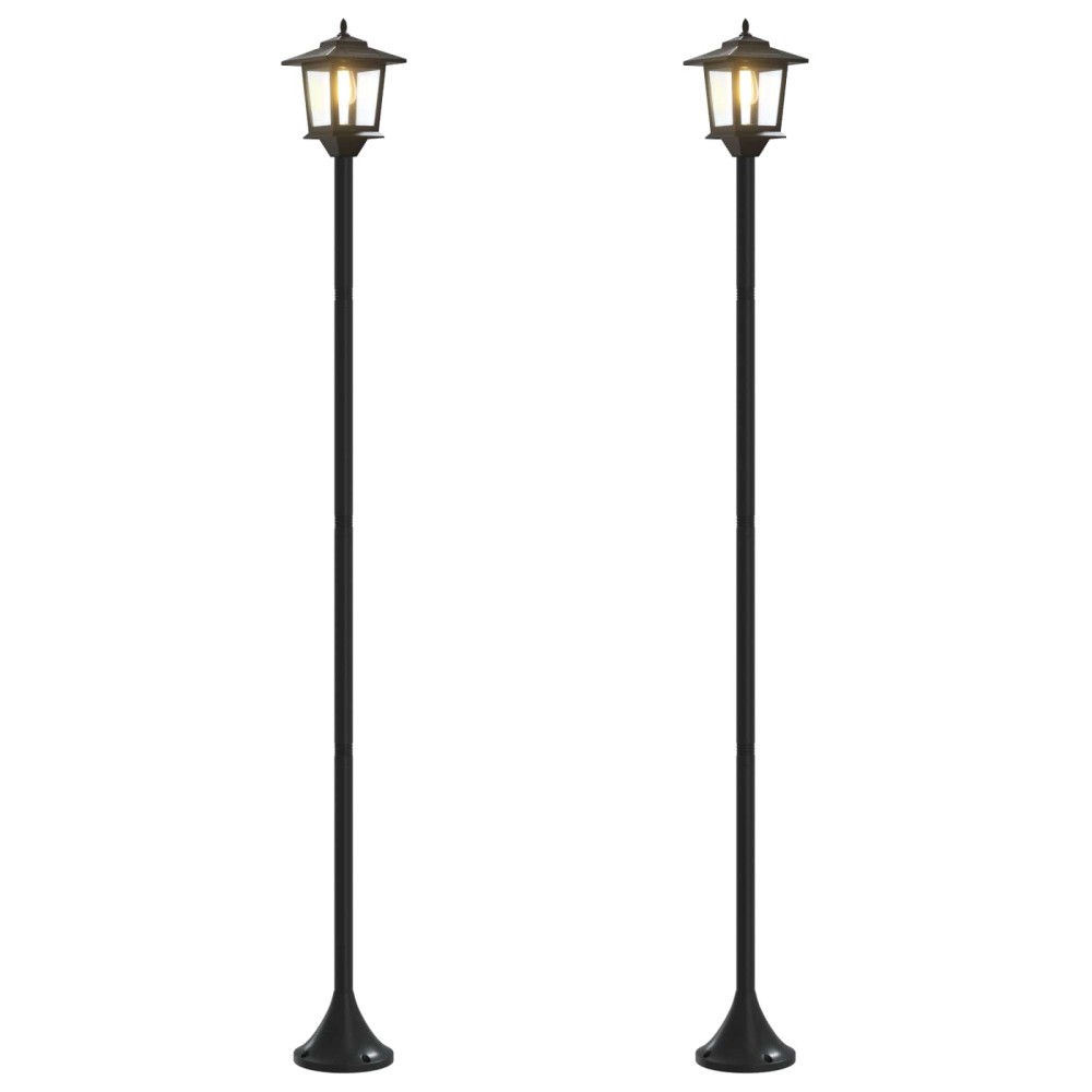 vidaXL Σετ Στύλων Λαμπτήρα with LED Bulb 2 τμχ. Μαύρο 16 x 16 x 156 εκ