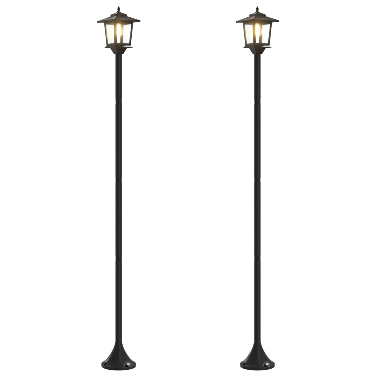 vidaXL Σετ Στύλων Λαμπτήρα with LED Bulb 2 τμχ. Μαύρο 16 x 16 x 156 εκ