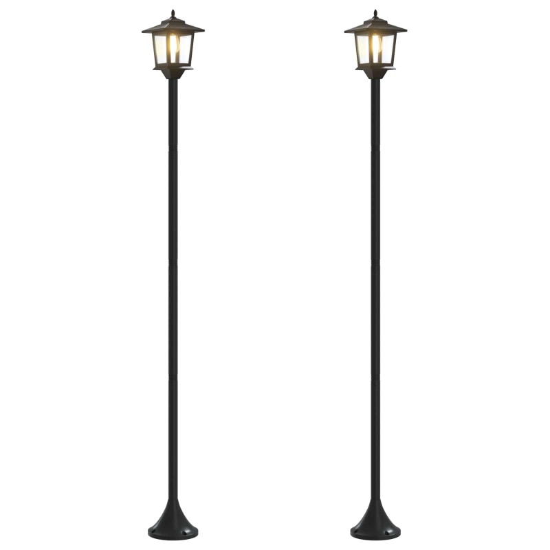 vidaXL Σετ Στύλων Λαμπτήρα with LED Bulb 2 τμχ. Μαύρο 16 x 16 x 156 εκ