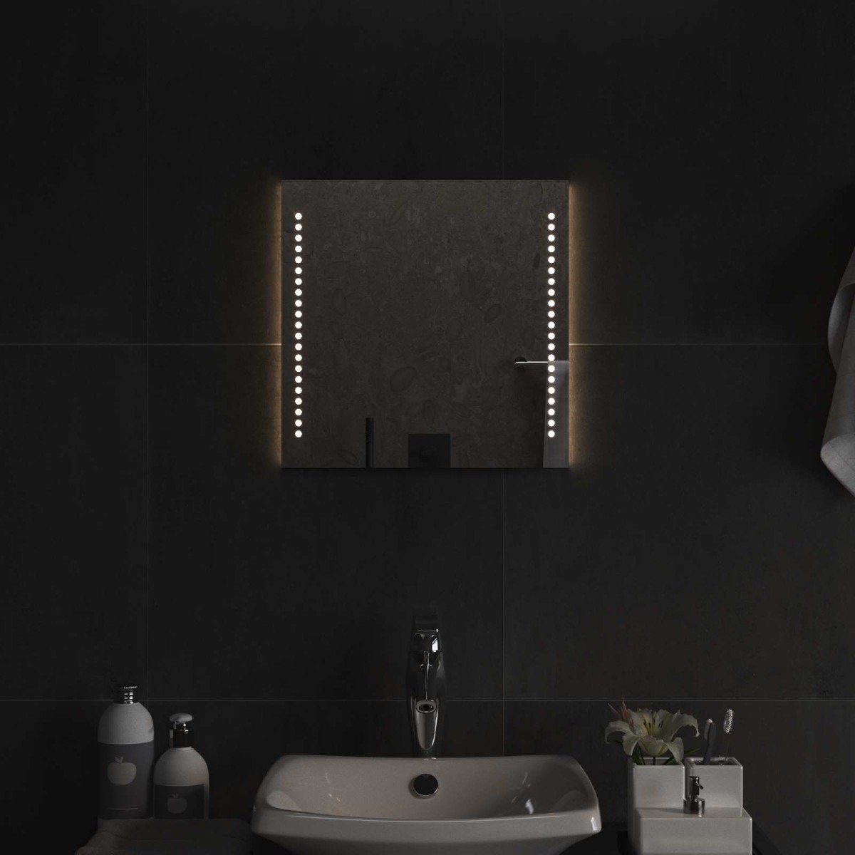 vidaXL Καθρέφτης μπάνιου LED Διαφανές 40 x 40 cm σκληρυμένο γυαλί