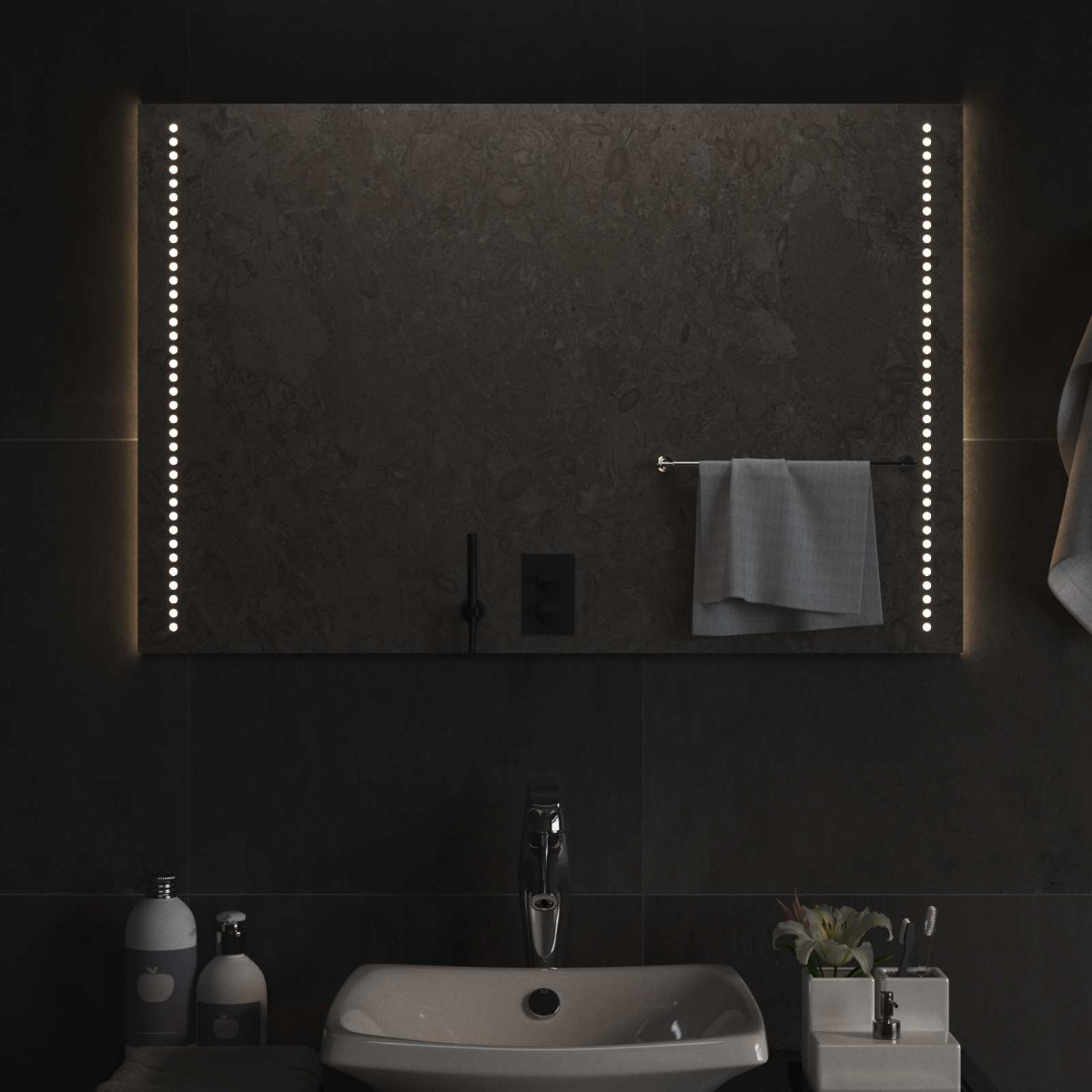 vidaXL Καθρέφτης μπάνιου LED Διαφανές 90 x 60 cm σκληρυμένο γυαλί