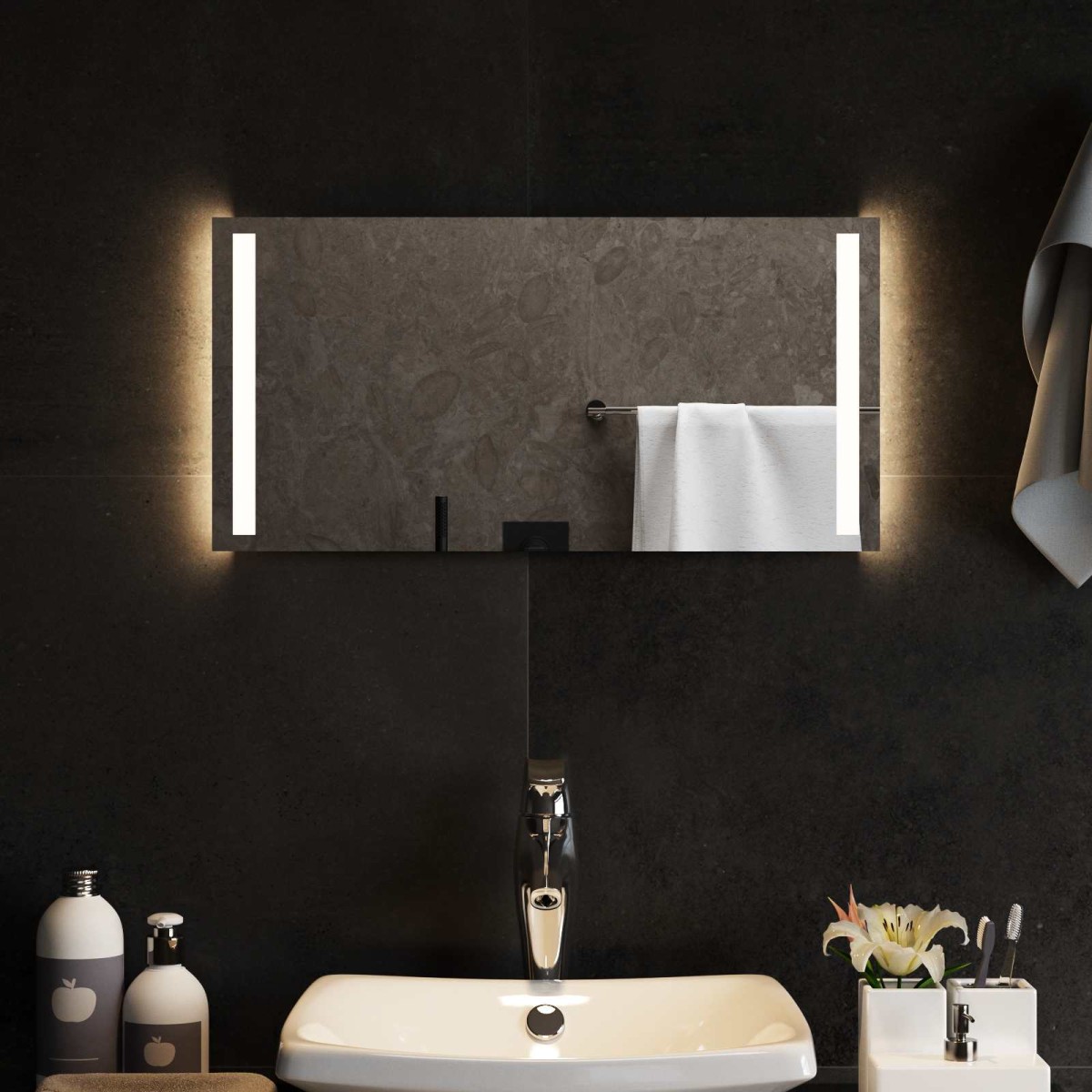 vidaXL Καθρέφτης μπάνιου LED Διαφανές 60 x 30 cm σκληρυμένο γυαλί