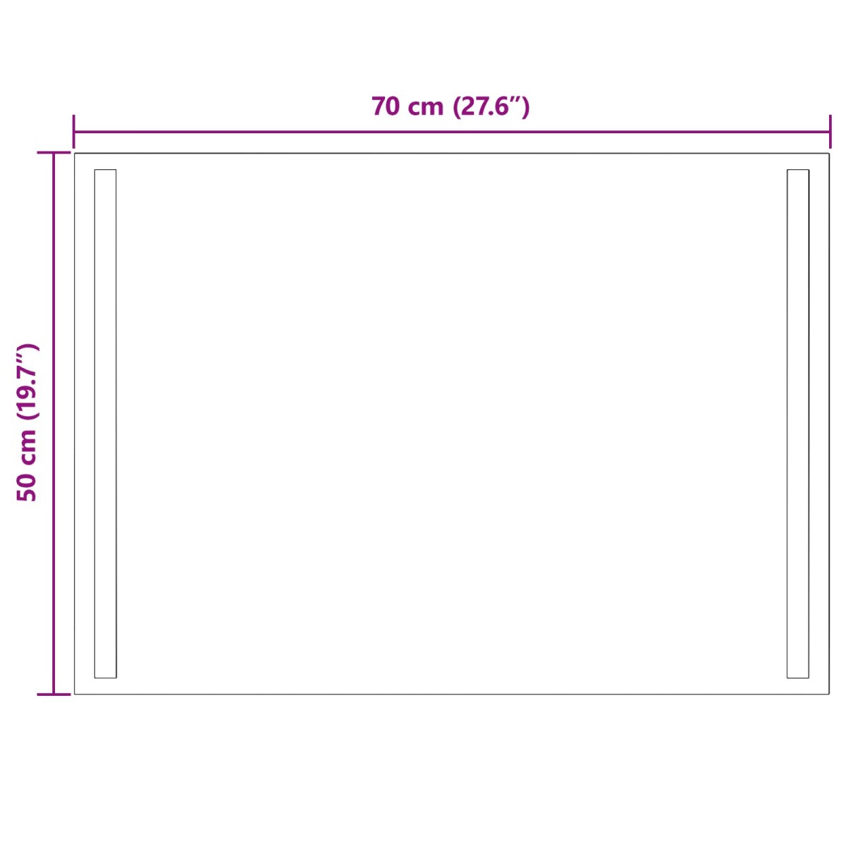 vidaXL Καθρέφτης μπάνιου LED Διαφανές 70 x 50 cm σκληρυμένο γυαλί