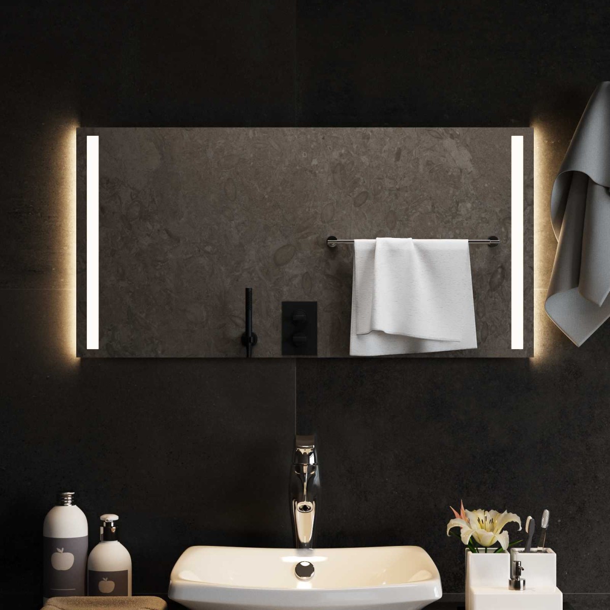 vidaXL Καθρέφτης μπάνιου LED Διαφανές 80 x 40 cm σκληρυμένο γυαλί