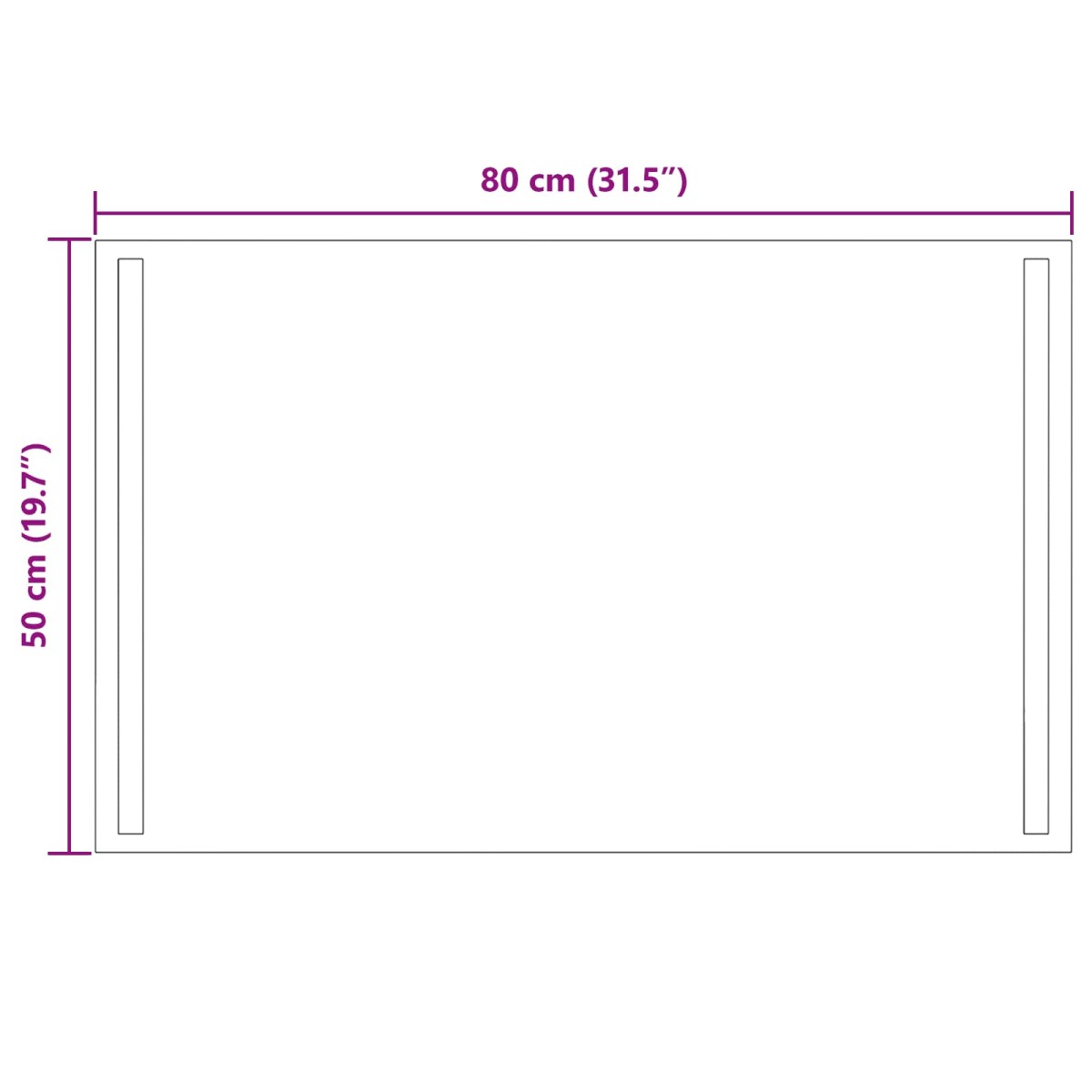 vidaXL Καθρέφτης μπάνιου LED Διαφανές 80 x 50 cm σκληρυμένο γυαλί