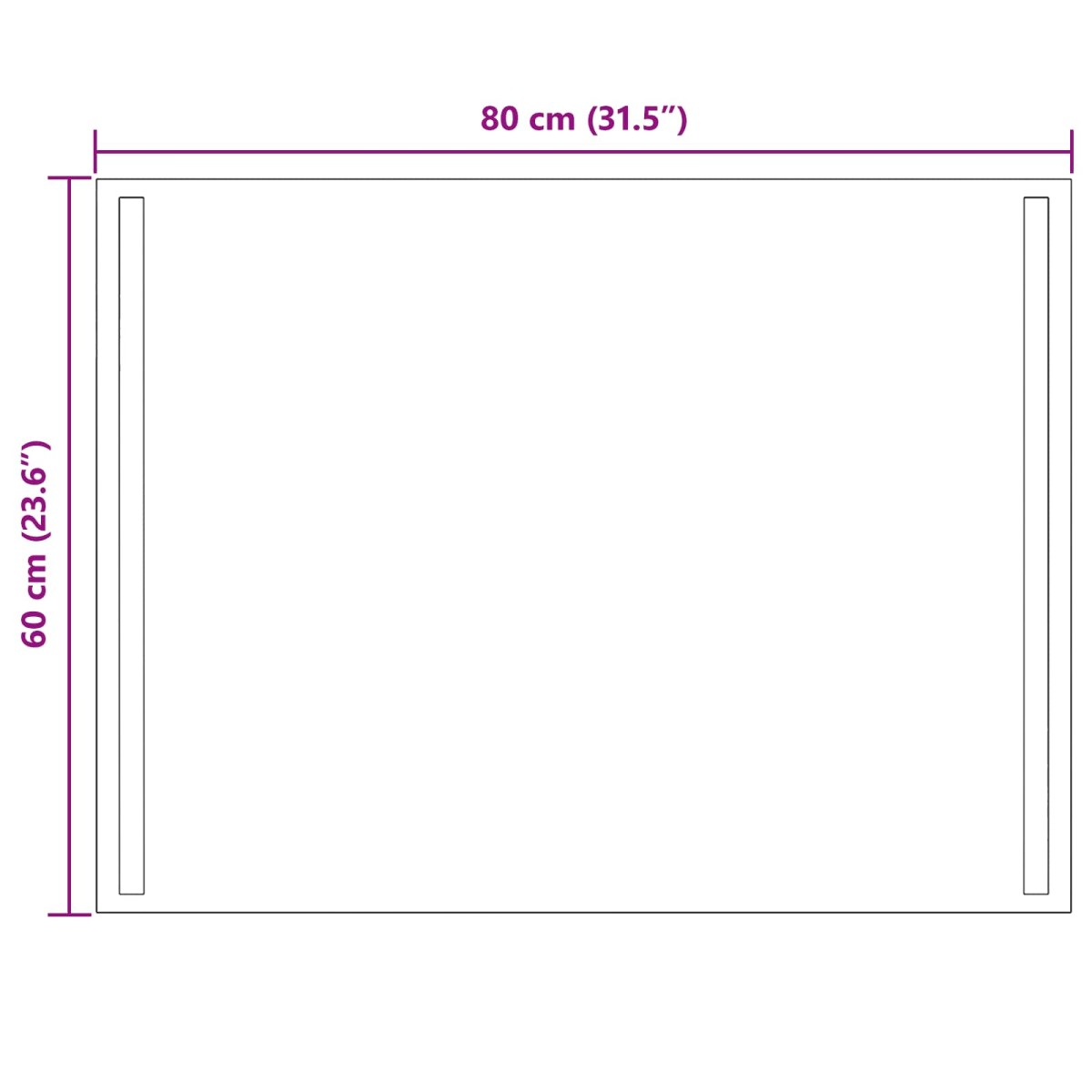 vidaXL Καθρέφτης μπάνιου LED Διαφανές 80 x 60 cm σκληρυμένο γυαλί