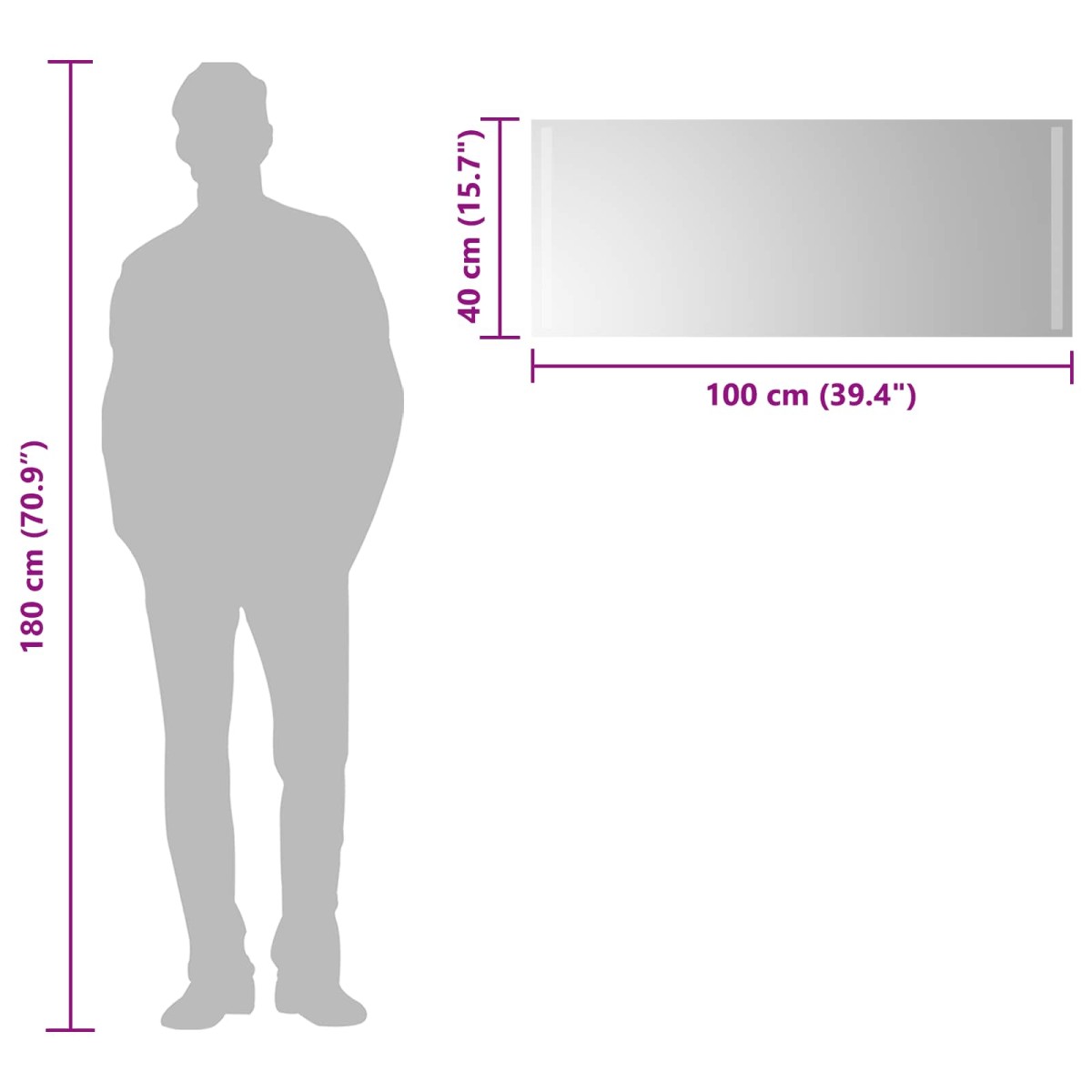 vidaXL Καθρέφτης μπάνιου LED Διαφανές 100 x 40 cm σκληρυμένο γυαλί