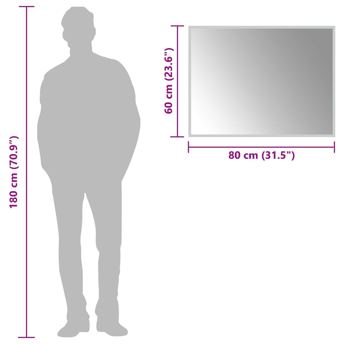 vidaXL Καθρέφτης μπάνιου LED Διαφανές 80 x 60 cm σκληρυμένο γυαλί