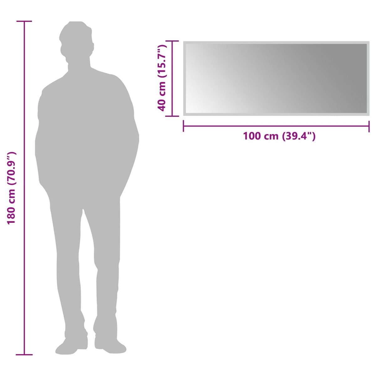 vidaXL Καθρέφτης μπάνιου LED Διαφανές 100 x 40 cm σκληρυμένο γυαλί