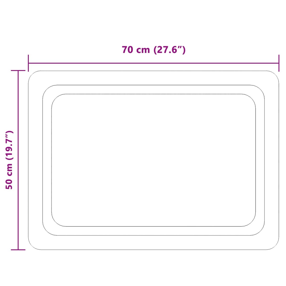vidaXL Καθρέφτης μπάνιου LED Διαφανές 70 x 50 cm σκληρυμένο γυαλί