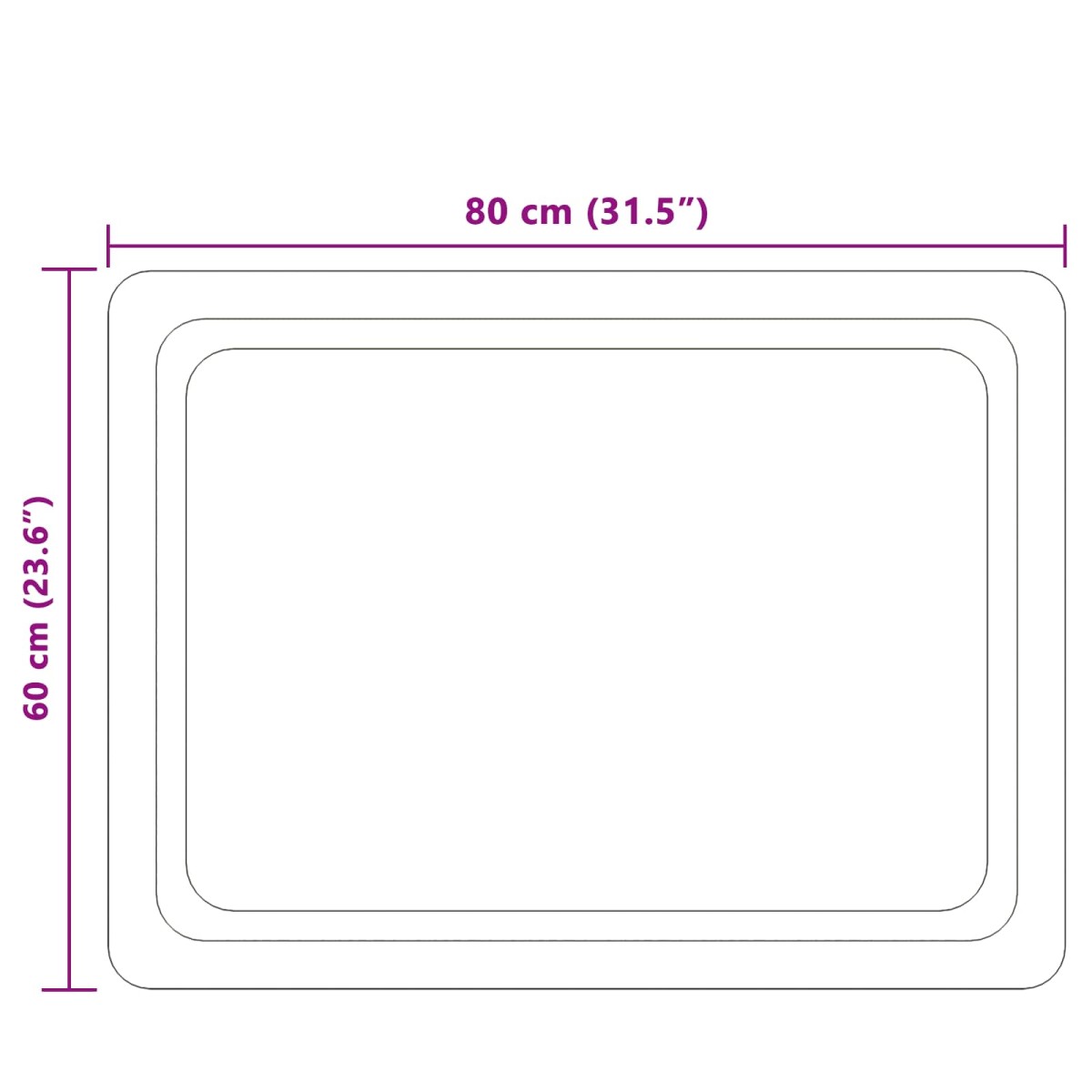 vidaXL Καθρέφτης μπάνιου LED Διαφανές 80 x 60 cm σκληρυμένο γυαλί