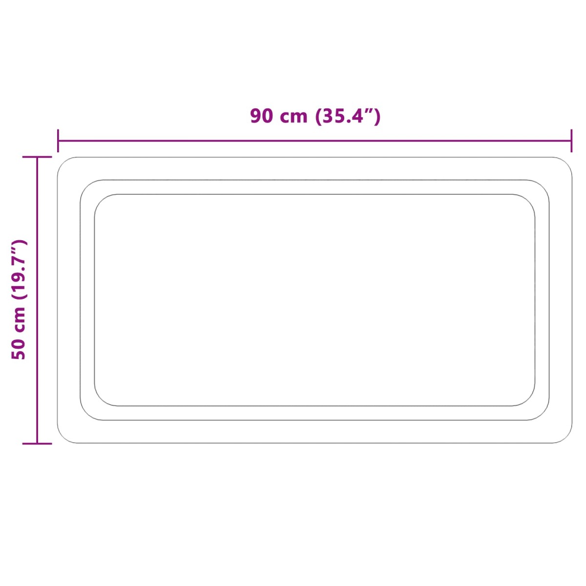 vidaXL Καθρέφτης μπάνιου LED Διαφανές 90 x 50 cm σκληρυμένο γυαλί