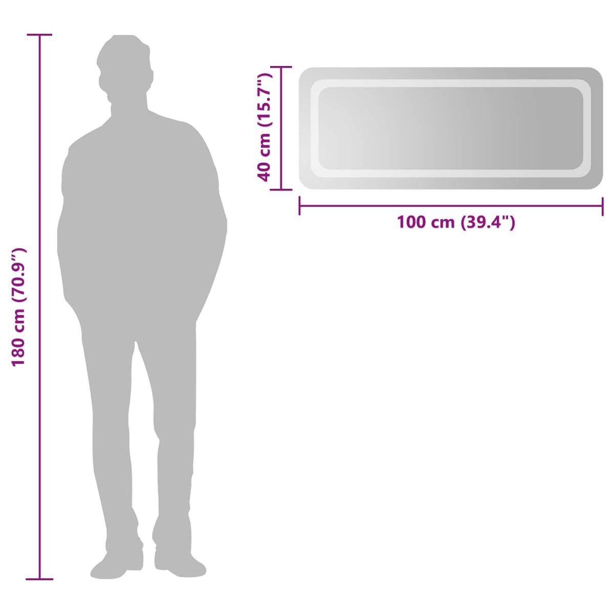 vidaXL Καθρέφτης μπάνιου LED Διαφανές 100 x 40 cm σκληρυμένο γυαλί
