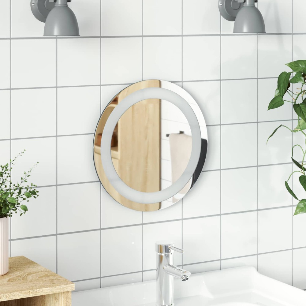 vidaXL Καθρέφτης μπάνιου LED Διαφανές Ø 30 cm σκληρυμένο γυαλί