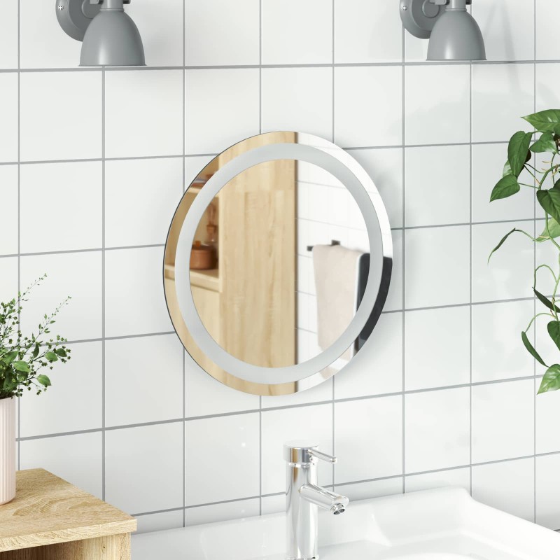 vidaXL Καθρέφτης μπάνιου LED Διαφανές Ø 40 cm σκληρυμένο γυαλί