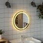 vidaXL Καθρέφτης μπάνιου LED Διαφανές Ø 50 cm σκληρυμένο γυαλί