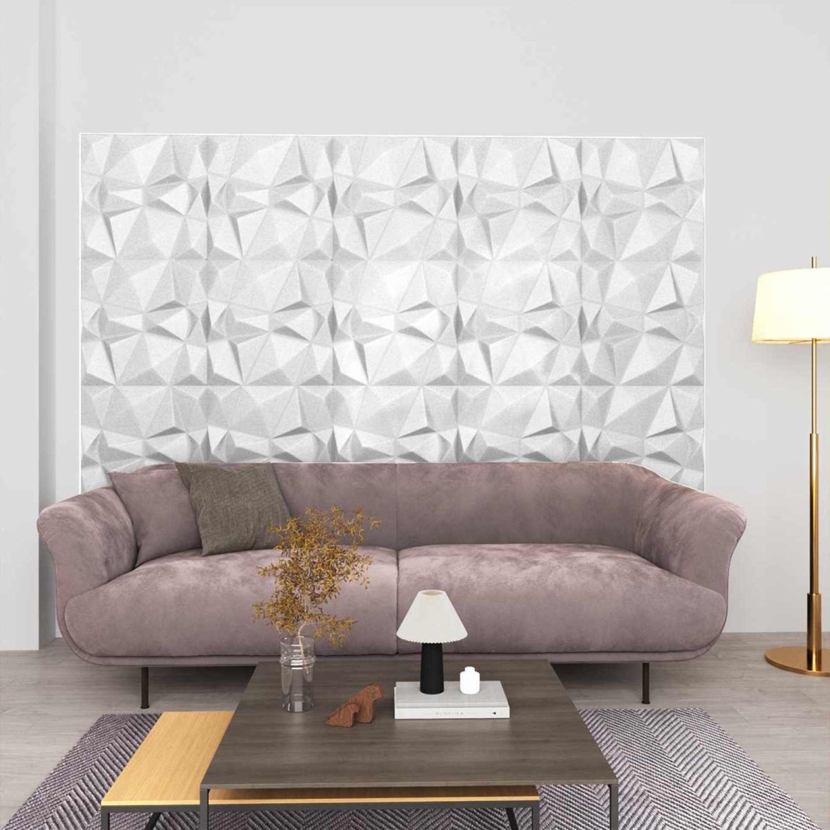 vidaXL Πάνελ τοίχου 48 τμχ. 50 x 50 cm Διαμάντι Άσπρο Φελιζόλ XPS