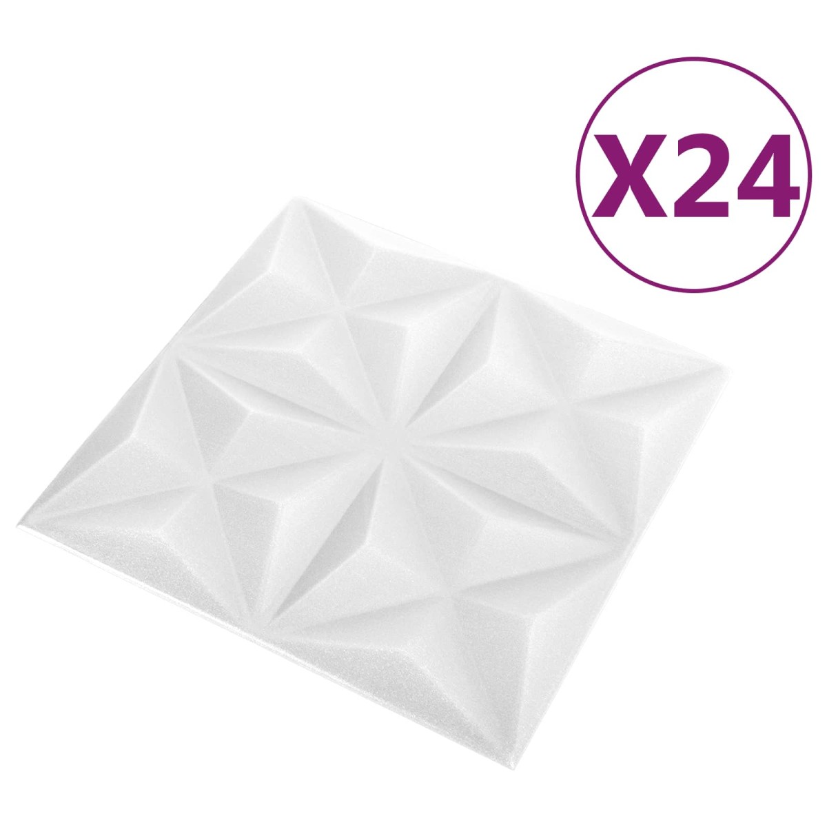 vidaXL Πάνελ τοίχου 24 τμχ. 50 x 50 cm Οριγκάμι Άσπρο Φελιζόλ XPS